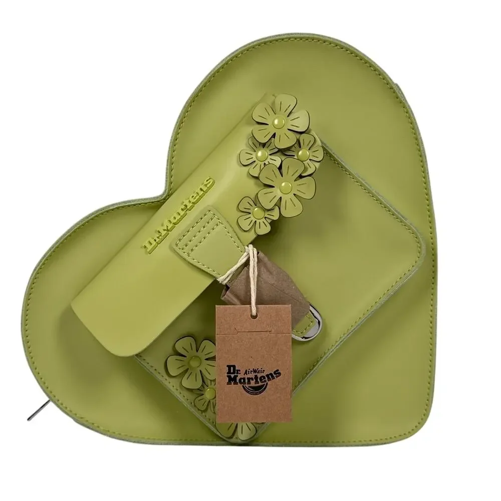 Dr Martens Heart Bag Lime Green Leather Backpack Crossbody Floral
